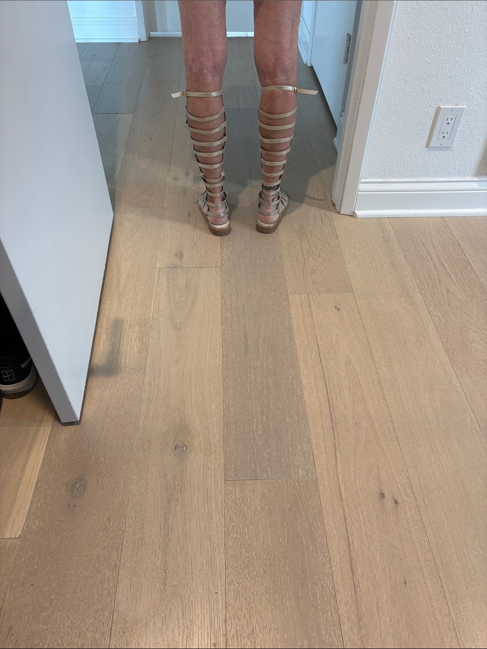 Stuart Weitzman Metallic Gold Knee-High Gladiator Sandals - Picture 2 of 5